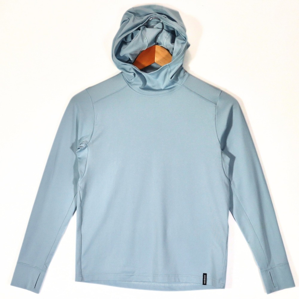 Patagonia Sun Hoodie Girls M 10 Blue Capilene Silkweight Thumbhole Hiking Top